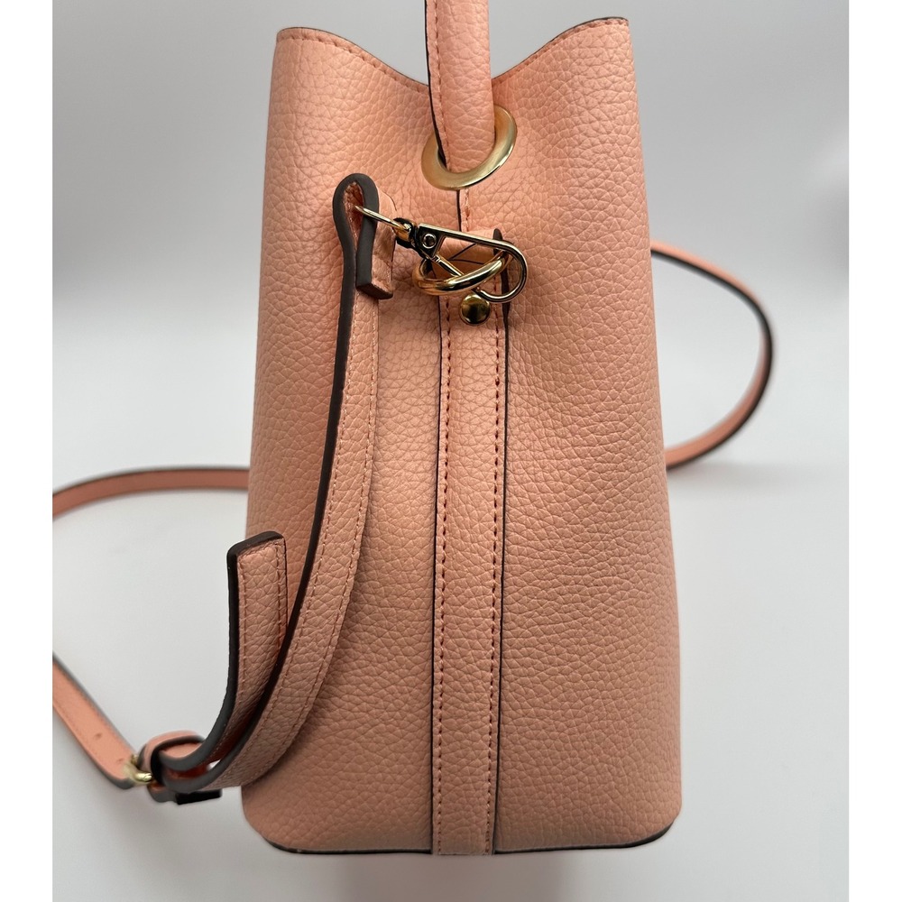 Nanette Lepore Pink Pebble‎ Bow Bucket Bag Crossbody Handbag Preppy Vegan Retro - Picture 13 of 16